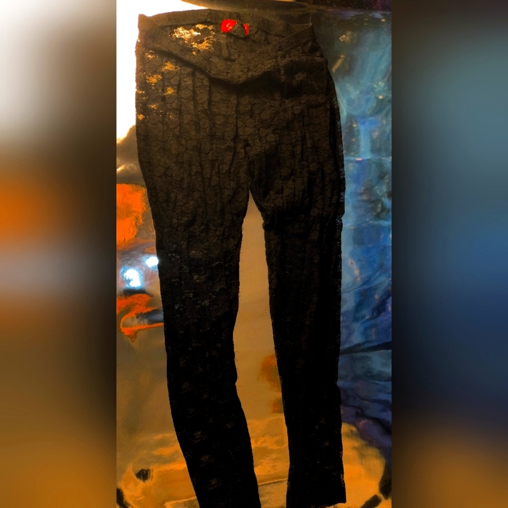 Black Lace Womens Stretch Leggings